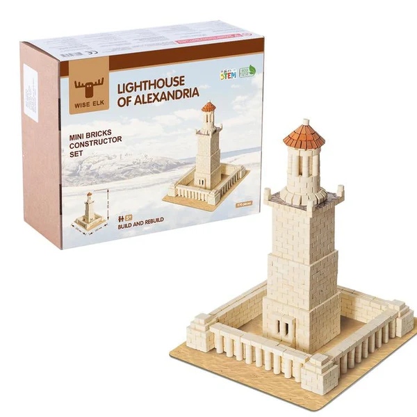 Set constructie caramizi Wise Elk - Farul din Alexandria, 970 piese reutilizabile