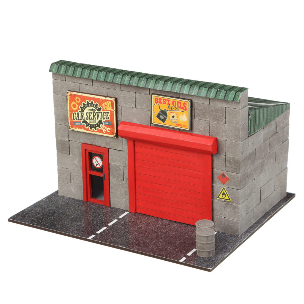 Set constructie caramizi Reducio! - Service auto, 150 piese reutilizabile