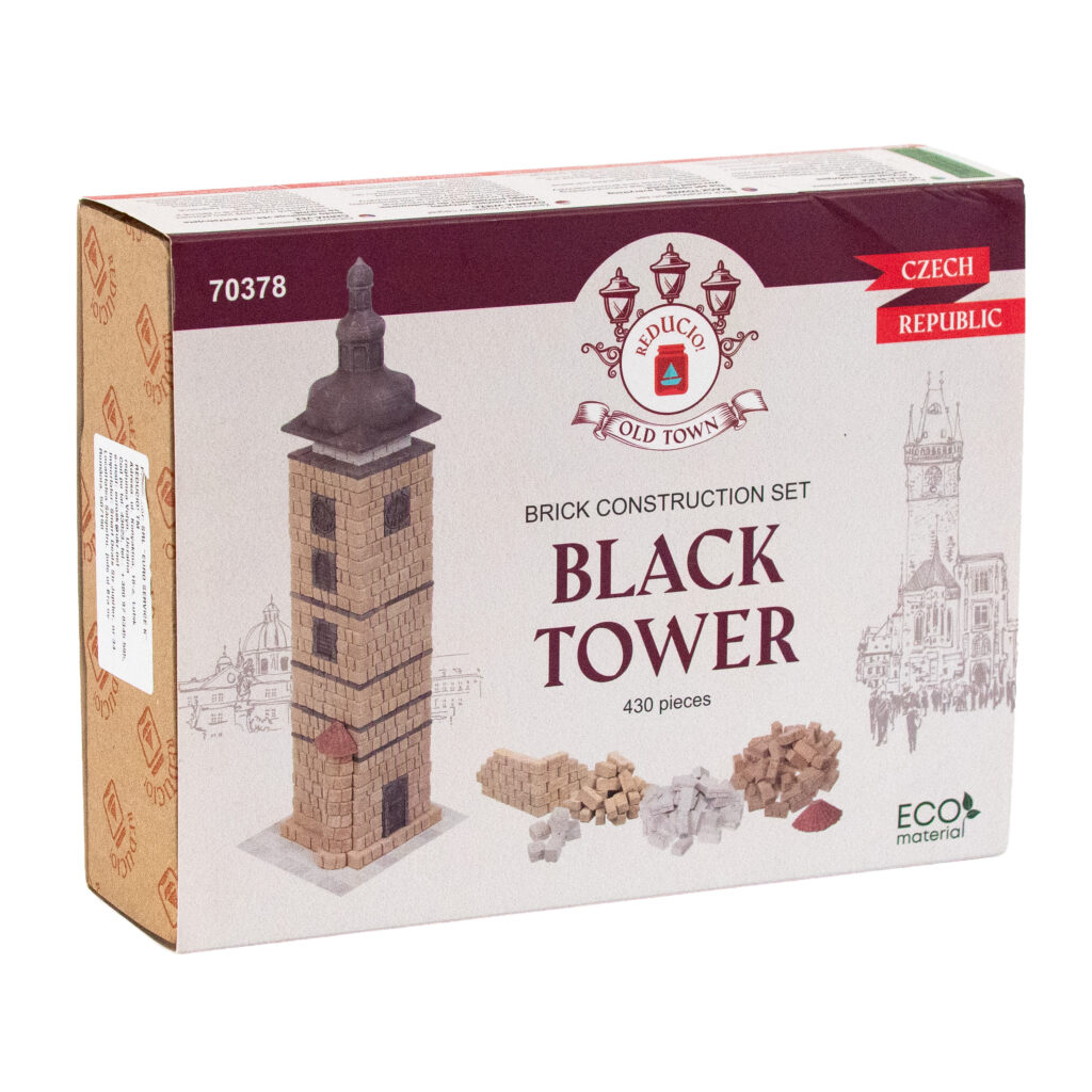 Set constructie caramizi Wise Elk - Turnul Negru, 480 piese reutilizabile